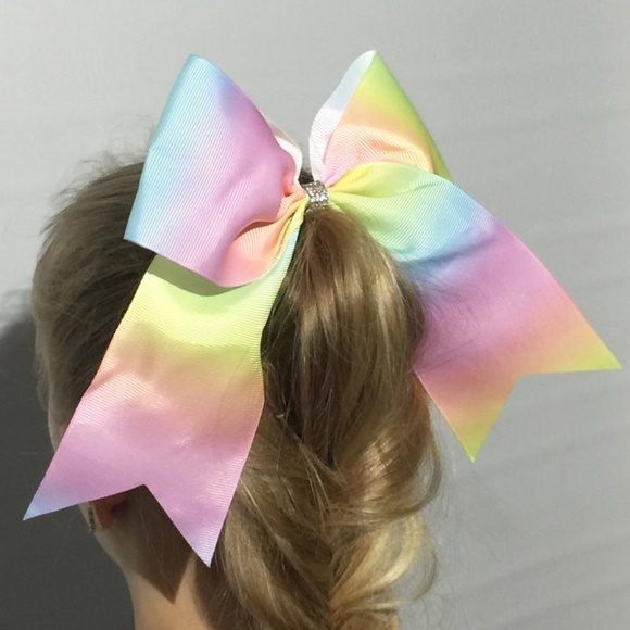 NEW Girls Rainbow Big Hair Bow, Pink Pastel Big Hair Clip - Picture 1 of 2